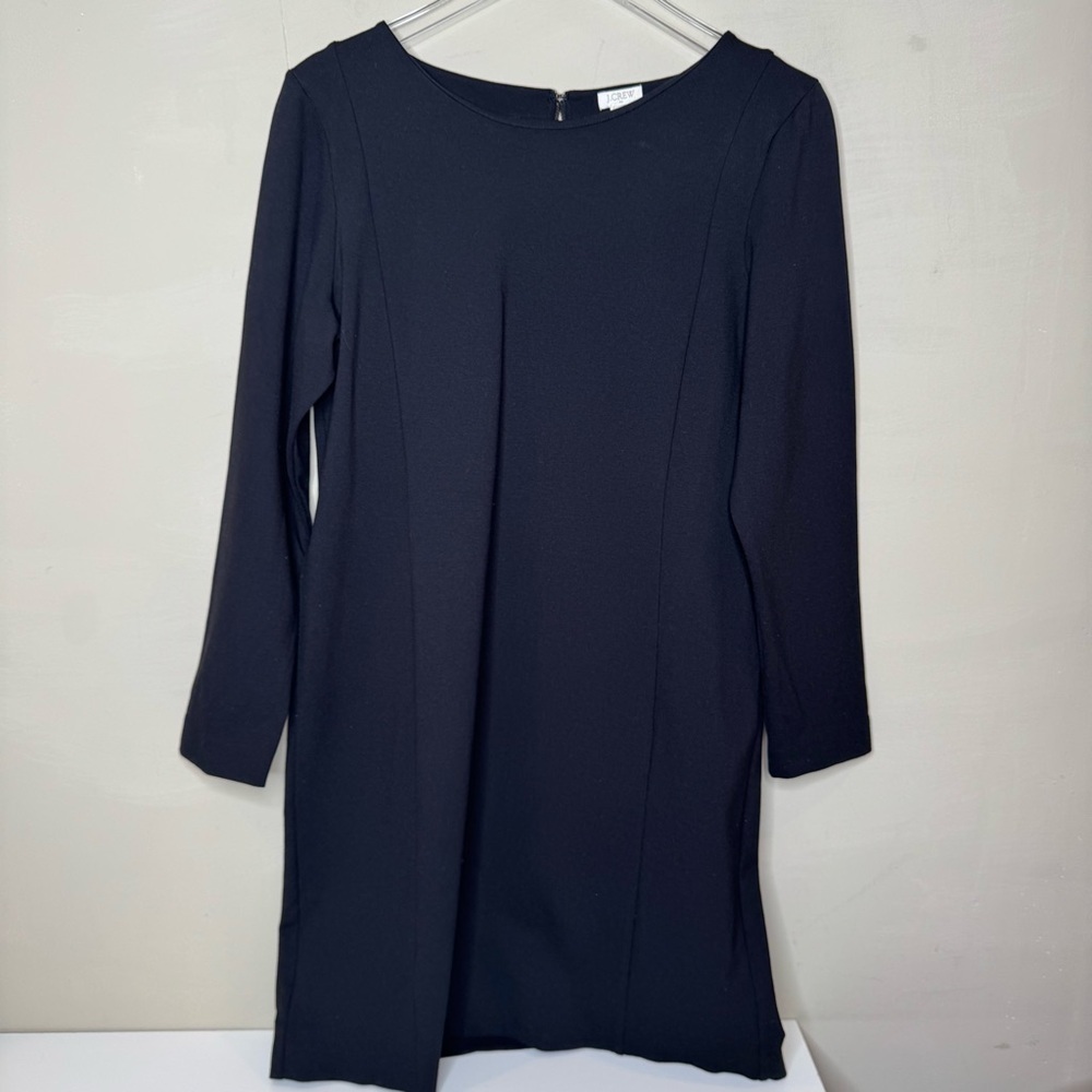 J.CREW Dress Long Sleeve Zip-Up Ponte Sheath Black size L